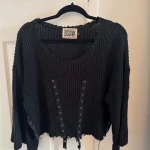 BSBW Black Knit Sweater with Grommet Details